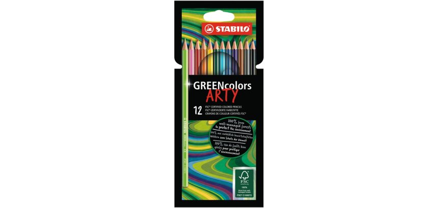 GREENcolors ARTY crayon de couleur - Etui carton de 12 crayons de couleur - Coloris assortis