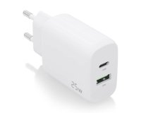 AISENS Cargador 25W, 1xUSB-C PD3.0, 1xUSB-A QC3.0, Blanco
