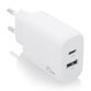 AISENS Cargador 25W, 1xUSB-C PD3.0, 1xUSB-A QC3.0, Blanco