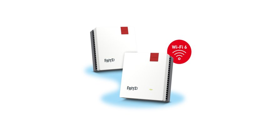 Mesh Set FRITZMESH SET 1600 2-PACK EDITION INTERNATIONAL Bi-bande (2,4 GHz / 5 GHz) Wi-Fi 6 (802.11ax) Rouge, Blanc Interne