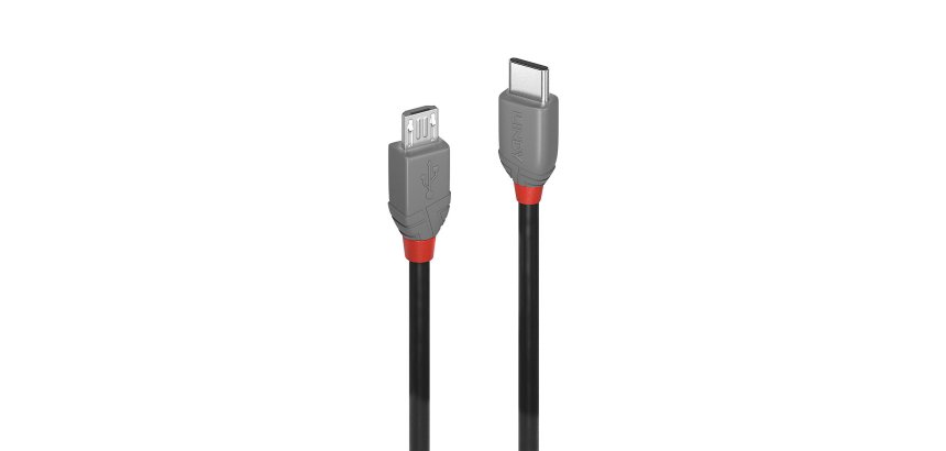 Lindy Câble USB 2.0 Type C vers Micro-B, Anthra Line, 2m