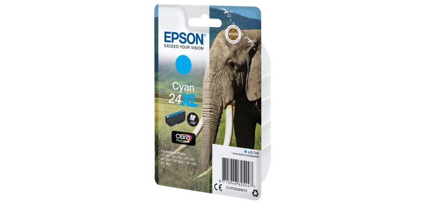 Epson Elephant 24XL Claria Photo HD Single Cyan Ink