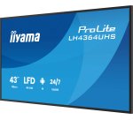 iiyama LH4364UHS-B1AG Écran d'affichage dynamique Écran plat de signalisation numérique 109,2 cm (43") LED Wifi 500 cd/m² 4K Ultra HD Noir Intégré dans le processeur Android 24/7