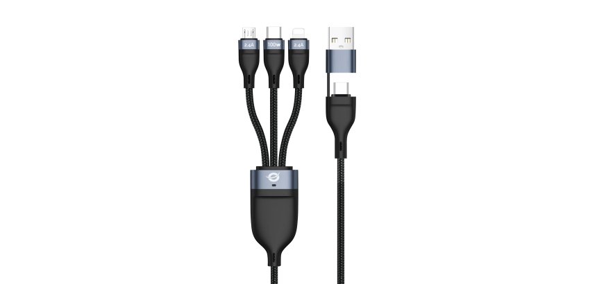 Conceptronic ETTA06B15 USB 3-in-1 PD 3.0 100W Fast Charging Cable 1.5M, 20V 5A, 480Mbps, E-Mark