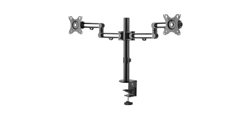 StarTech.com Support Double Écran - Support de Bureau pour Moniteurs VESA jusqu'à 32"(8kg) - Bras Articulé Ergonomique avec Pince - Réglable en Hauteur/Inclinaison/Rotation/Tourner