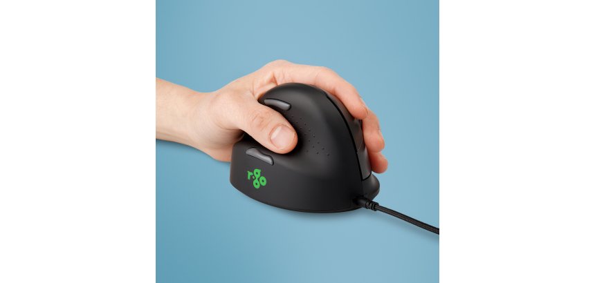 R-Go Tools Souris Ergonomique R-Go HE Break avec logiciel de pause, gaucher, moyen (longueur de la main 165-185 mm), filaire, noir