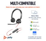 HP Poly Blackwire 3325 Stereo USB-C Headset +3.5mm Plug +USB-C/A Adapter
