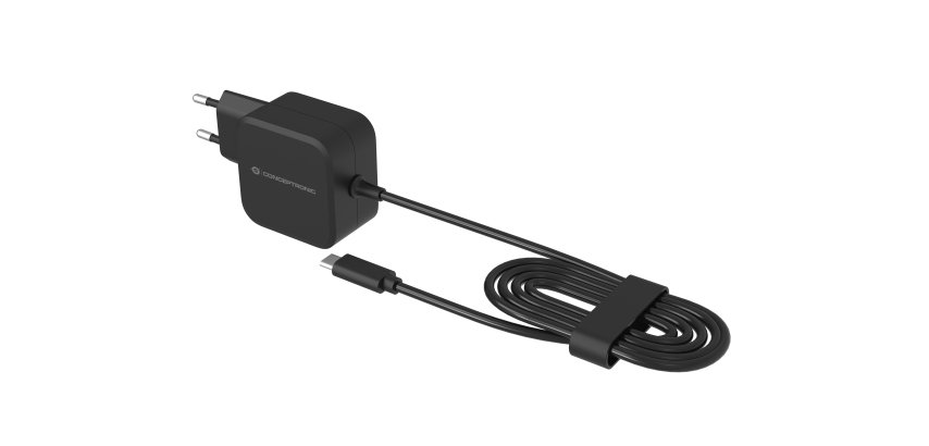 Conceptronic OZUL04BE 67W GaN USB PD Charger, Built-in USB-C Cable