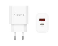 AISENS Cargador 20W, 1xUSB-C PD3.0, 1xUSB-A QC3.0, Blanco