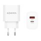 AISENS Cargador 20W, 1xUSB-C PD3.0, 1xUSB-A QC3.0, Blanco