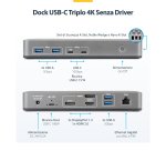 StarTech.com Docking Station USB-C Triple Monitor, DisplayPort / HDMI, 2x 4K 60Hz, 1x 4K 30Hz, Ricarica Laptop 100W, Ethernet 1GbE, Senza Driver, Dock Multi-Monitor per Windows