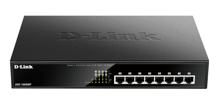 D-Link DGS-1008MP switch No administrado Gigabit Ethernet (10/100/1000) Energía sobre Ethernet (PoE) 1U Negro