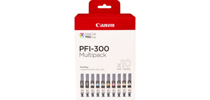 Canon PFI-300 Tintenpatrone 10 Stück Original Schwarz, Blau, Cyan, Grau, Magenta, Fotoblack, Fotomagenta, Rot, Gelb