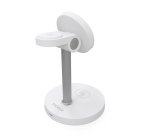 AISENS Cargador Inalambrico USB-C 3 en 1 De 15W Para Movil, Apple Watch, Auriculares Con Estuche De Carga, Blanco