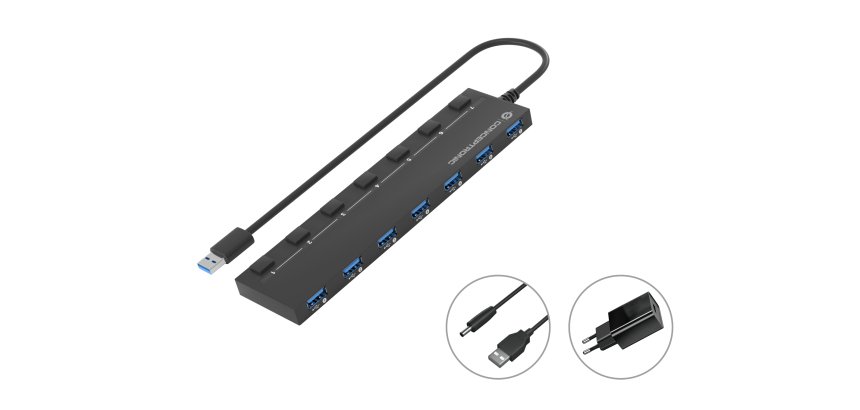 Conceptronic HUBBIES19BP hub di interfaccia USB 3.2 Gen 1 (3.1 Gen 1) Type-A 5000 Mbit/s Nero