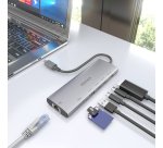 AISENS USB-C Dock 7 en 1, USB-C a 1xHDMI, 1xRJ45, 1xUSB-A 10G, 2xUSB-C 10G, 1xSD, 1xMicroSD, Gris, 20cm