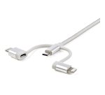 StarTech.com 1m USB-Mehrfachladekabel - USB auf Micro-USB oder USB-C oder Lightning für iPhone / iPad / iPod / Android - Apple MFi-zertifiziert - 3-in-1-USB-Ladegerät - Geflochten