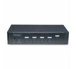 StarTech.com Switch KVM DisplayPort 4 Ports, Moniteur Unique 4K 60Hz, 6 Ports USB, Commutation par Touche de Raccourci et Bouton-Poussoir, DisplayPort 1.2, Commutateur KVM, Indépendant de l'OS, Conforme TAA