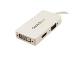 StarTech.com Adaptateur mini DP 3 en 1 - Dongle Hub Adaptateur d'Écran Multiport Audio-Vidéo : Convertisseur 3 en 1 Mini DP vers port VGA, DVI ou HDMI - Blanc