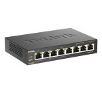 D-Link DGS-1008P/E commutateur réseau Non-géré L2 Gigabit Ethernet (10/100/1000) Connexion Ethernet, supportant l'alimentation via ce port (PoE) Bureau Noir