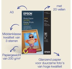 Epson - fotopapier - glanzend - 20 vel(len) - A3 - 200 g/m²
