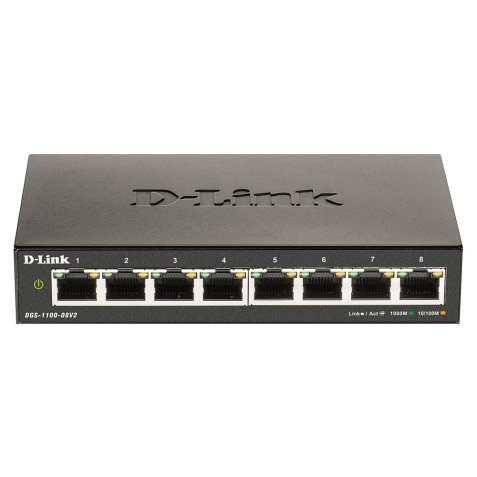 D-Link DGS-1100-08V2 Géré L2 Gigabit Ethernet (10/100/1000) Noir