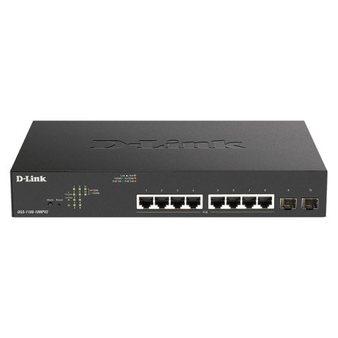 D-Link DGS-1100-10MPV2 Gestionado L2 Gigabit Ethernet (10/100/1000) Energía sobre Ethernet (PoE) 1U Negro