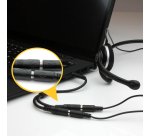 StarTech.com Adaptateur pour casque avec prises pour écouteur et microphone séparées - Mini-Jack 3,5mm 1x (M) 2x (F) - Noir