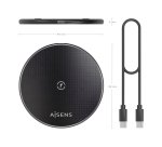 AISENS Cargador Inalambrico USB-C 15W Para Movil, Negro