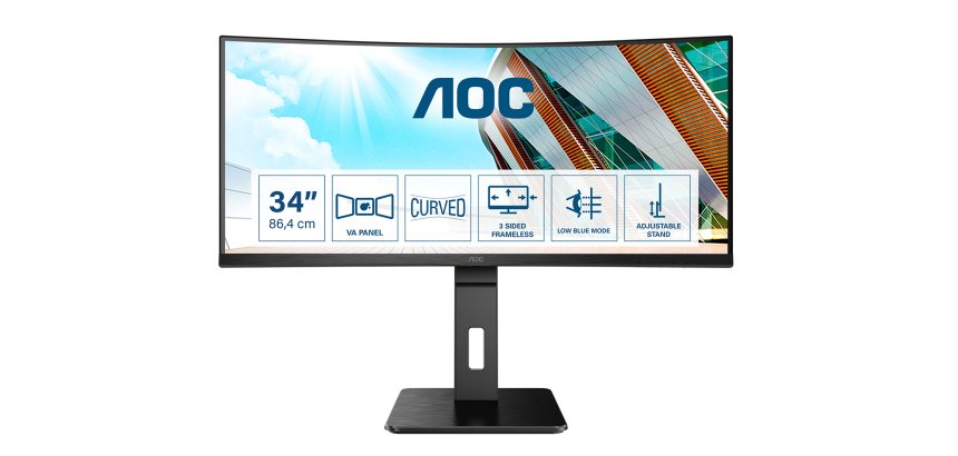AOC P2 CU34P2A écran plat de PC 86,4 cm (34") 3440 x 1440 pixels Quad HD LED Noir