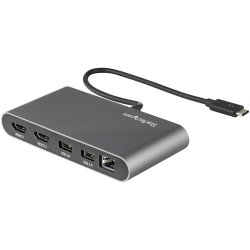 StarTech.com Thunderbolt 3 Mini Dock - Tragbare TB3-Dockingstation mit dual Monitoren, HDMI 4K 60 Hz - 2x USB-A Hub (3,2/2,0) und GbE - 28cm Kabel - TB3 Laptop Multiport Adapter - Mac / Windows