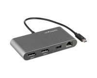 Mini Replicador de Puertos TB3 para Dos Monitores DisplayPort de 4K a 60Hz - GbE - 1x USB-A