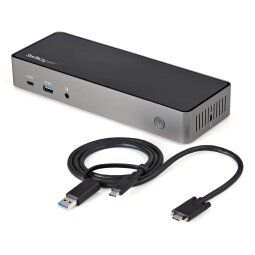 StarTech.com USB-C & USB-A Dock - Hybrid Universal Triple Monitor Laptop Docking Station DisplayPort & HDMI 4K 60Hz - 85W Power Delivery, 6x USB Hub, GbE, Audio - USB 3.1 Gen 2 10Gbps