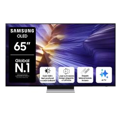 Samsung OLED AI TV 65" QE65S90FATXZT 4K, Processore NQ4 AI Gen3, 4K AI Upscaling Pro, Schermo antiriflesso, OLED HDR, Dolby Atmos & OTS Lite, Laser Slim Design, Vision AI Smart TV, 2025