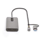 StarTech.com USB-C Multiport Adapter met Ingebouwde USB-C naar USB-A Dongle, Dual HDMI (4K30Hz/1080p60Hz), 3x USB-A 5Gbps, Mini Travel Dock, Laptop Docking Station, 40cm Kabel