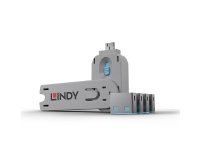 Lindy Bloqueur de port USB A, 4 pièces + clé, Bleu