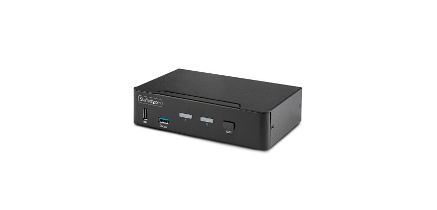 StarTech.com Switch KVM DisplayPort 2 Ports - 8K 60H/4K 144Hz, Écran Unique, DisplayPort 1.4, 2 Ports USB 3.0, 4x USB 2.0 HID, Commutateur KVM, Commutation par Bouton-Poussoir, Conforme TAA - Indépendant de l'OS
