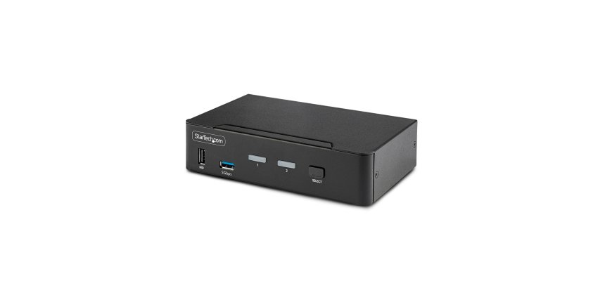 StarTech.com Switch KVM DisplayPort 2 Ports - 8K 60H/4K 144Hz, Écran Unique, DisplayPort 1.4, 2 Ports USB 3.0, 4x USB 2.0 HID, Commutateur KVM, Commutation par Bouton-Poussoir, Conforme TAA - Indépendant de l'OS