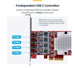 StarTech.com 4-Port USB Type-C PCIe Card, USB 3.2 10Gbps, USB-C PCI Express Expansion Card, 4x Independent USB Controllers, Windows/Linux/macOS, TAA-Compliant
