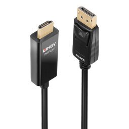 Adaptador de cable de vídeo Lindy 40927  3 m DisplayPort HDMI tipo A (Estándar) Negro