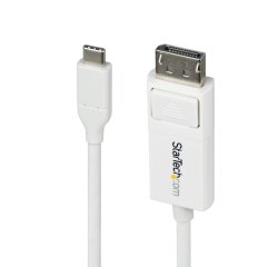 StarTech.com 2m USB-C naar DisplayPort 1.2-kabel, bidirectioneel, 4K 60Hz, witte video-adapterkabel voor Apple MacBook Pro / Air M1 / M2 / M3 / M4, Mac Mini / Studio, Thunderbolt-compatibel
