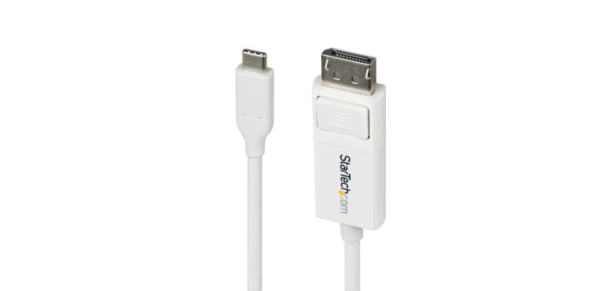StarTech.com Câble USB-C vers DisplayPort 1.2 de 2 m, Bidirectionnel, 4K 60 Hz, Cordon Adaptateur Vidéo Blanc pour Apple MacBook Pro / Air M1 M2 M3 M4, Mac Mini / Studio, Compatible Thunderbolt