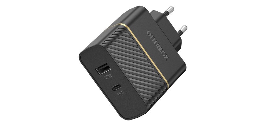 OtterBox EU Wall Charger 30W - USB-C 18W + USB-A 12W USB-PD, noir