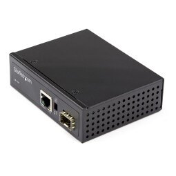 StarTech.com Conversor de Medios Ethernet Industrial PoE+ de Fibra a Ethernet de 60W - Convertidor SFP a RJ45 de Fibra IP30 (IMC1GSFP60W)