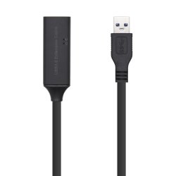 AISENS Cable USB 3.0 Prolongador con amplificador y alim., Tipo A/M-A/H, Negro, 10m