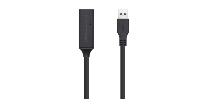 AISENS Cable USB 3.0 Prolongador con amplificador y alim., Tipo A/M-A/H, Negro, 10m