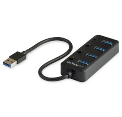 StarTech.com Hub USB à 4 Ports Alimenté par le Bus avec Interrupteurs Marche/Arrêt Individuels, Hub d'Extension USB 3.0 (5 Gbps), Répartiteur USB-A vers USB-A pour Ordinateur de Bureau/Portable