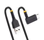 StarTech.com 15cm USB-A naar USB-C Laadkabel, Robuuste Haakse Fast Charge & Sync Kabel, 3A, USB 2.0, TPE Mantel en Aramidevezels - Zwarte USB Oplaadkabel