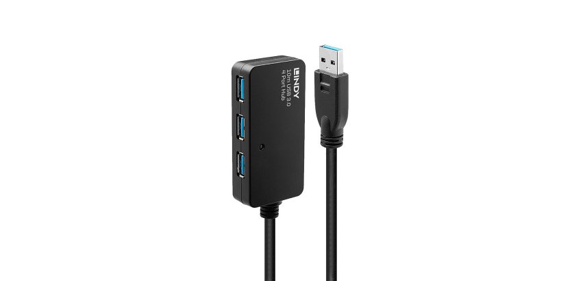 Lindy 43159 hub di interfaccia USB 3.2 Gen 1 (3.1 Gen 1) Type-A 5000 Mbit/s Nero