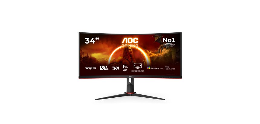 AOC G2 CU34G2XP écran plat de PC 86,4 cm (34") 3440 x 1440 pixels UltraWide Quad HD LED Noir, Rouge